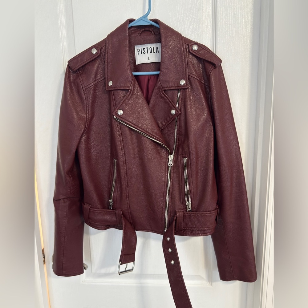 Pistola Women's Deep Red Leather Jacket